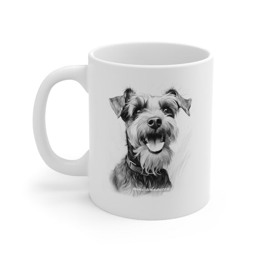 Cute Miniature Schnauzer White Mug Print