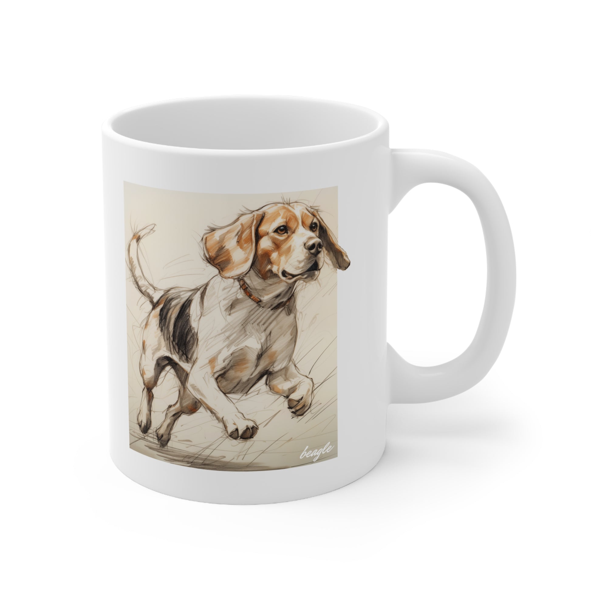 Beagle drawing print on a mug