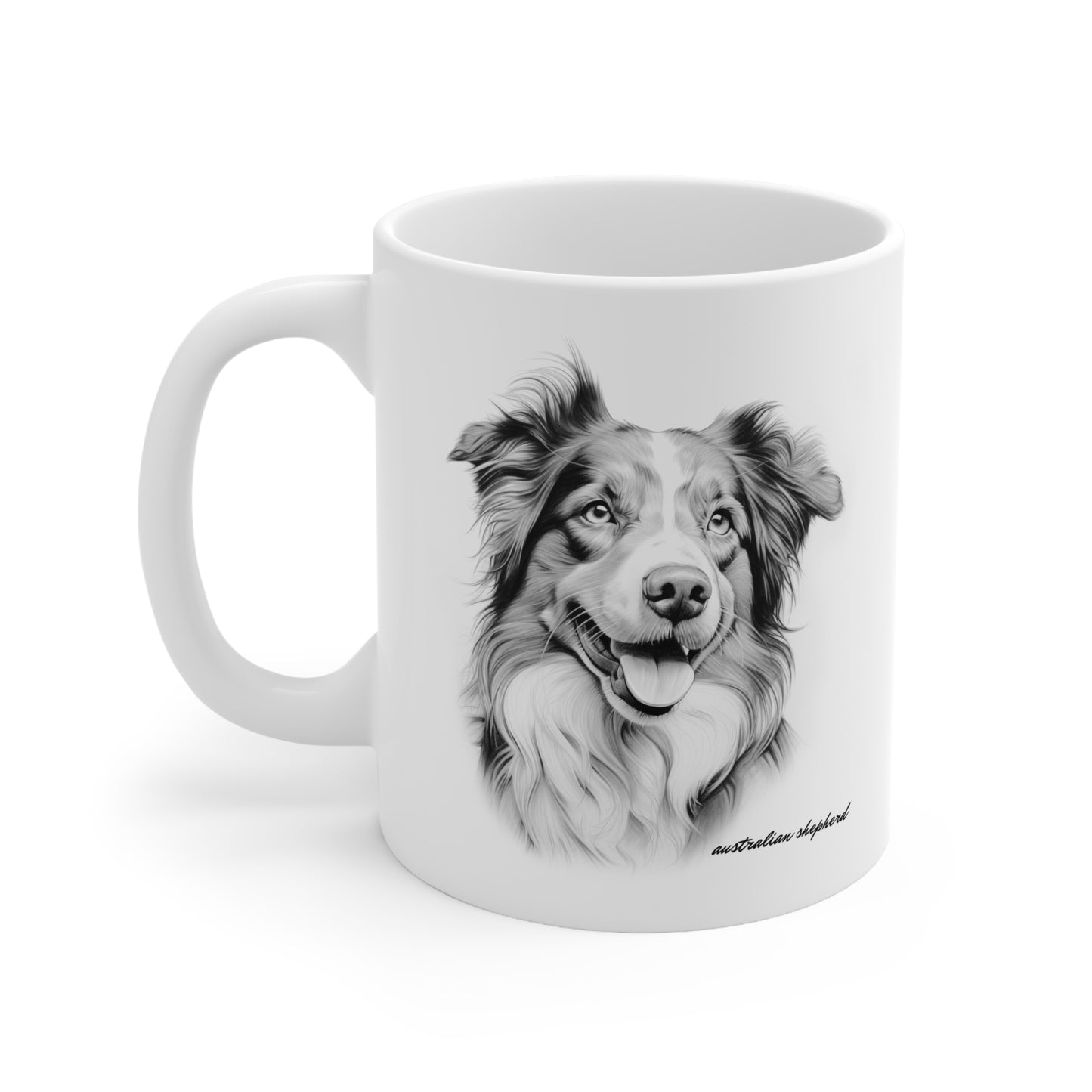 Australian Shepherd white mug present