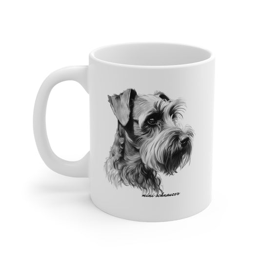 Cute Miniature Schnauzer White Mug Print