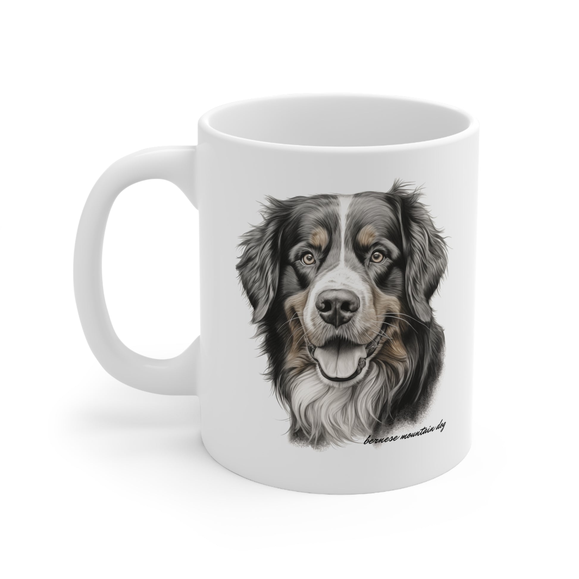 Bernese Mountain Dog Image on a white mug