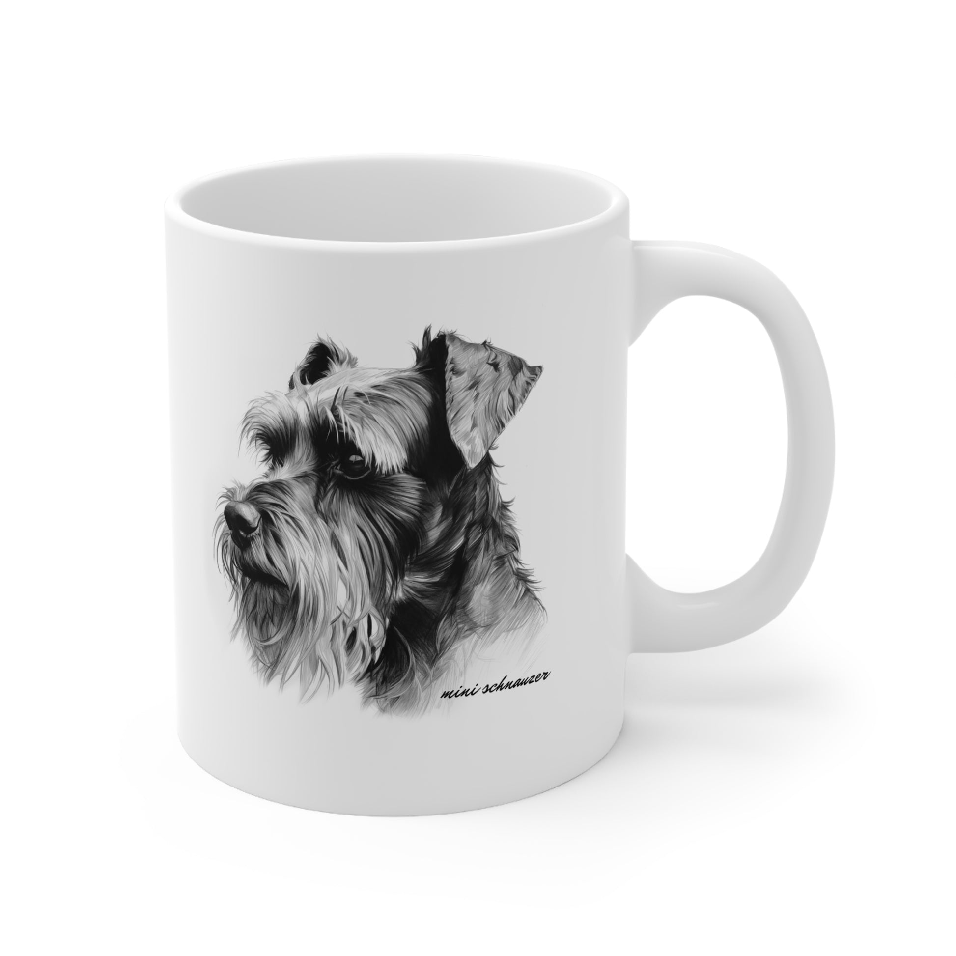 Cute Miniature Schnauzer White Mug Print