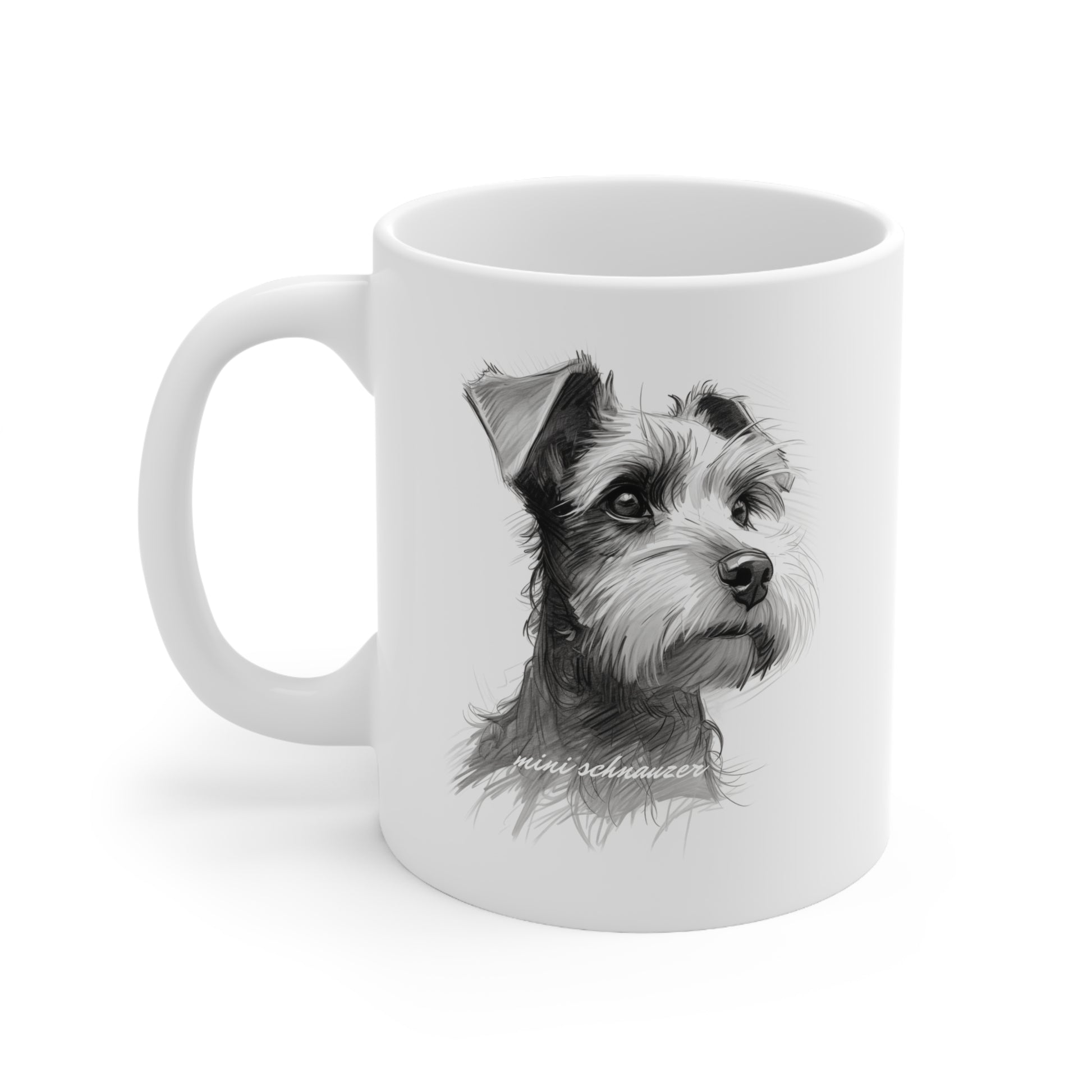 Cute Miniature Schnauzer White Mug Print