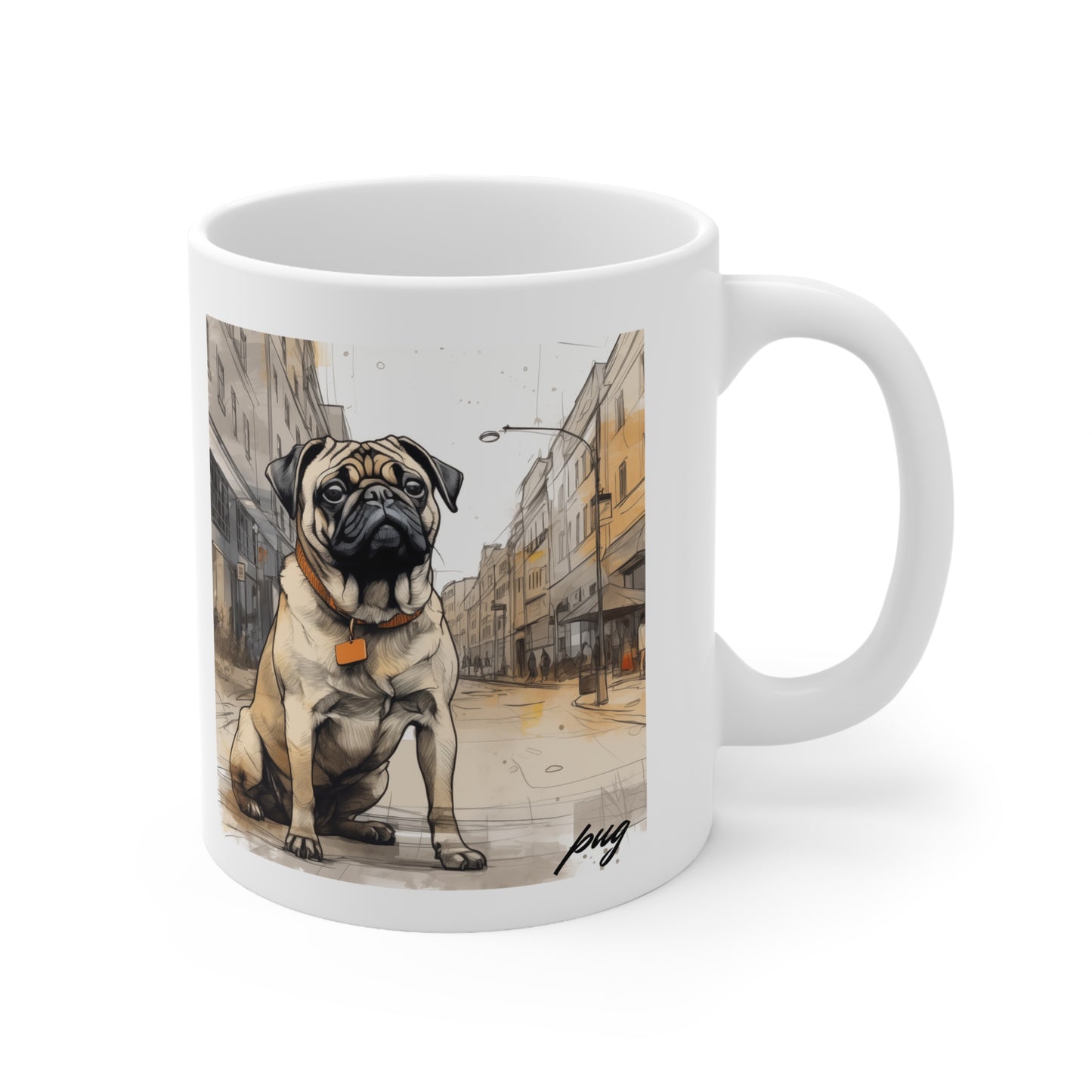 Cute Pug Dog Printed on a Mug