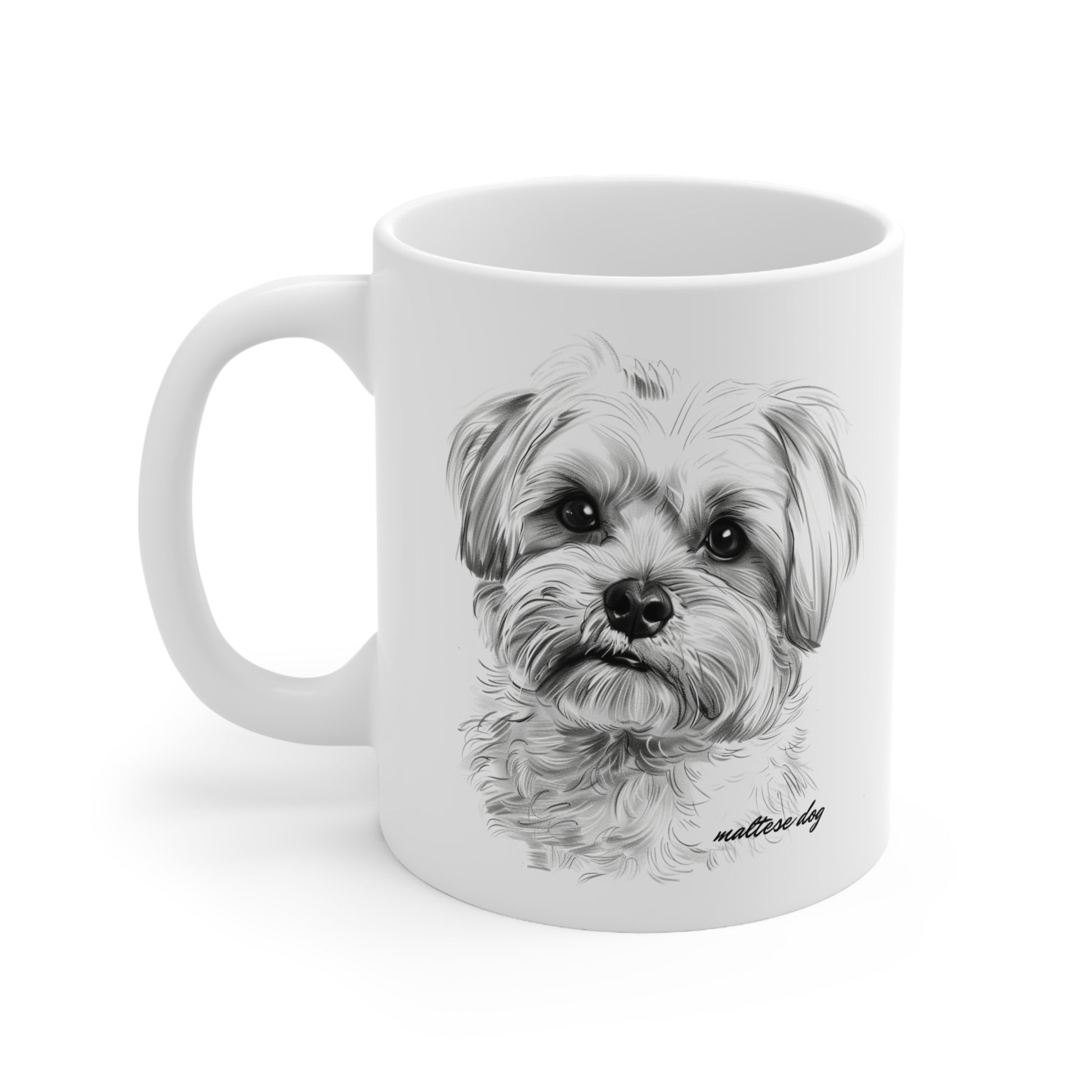 Cute Maltese Dog on a White Mug Print