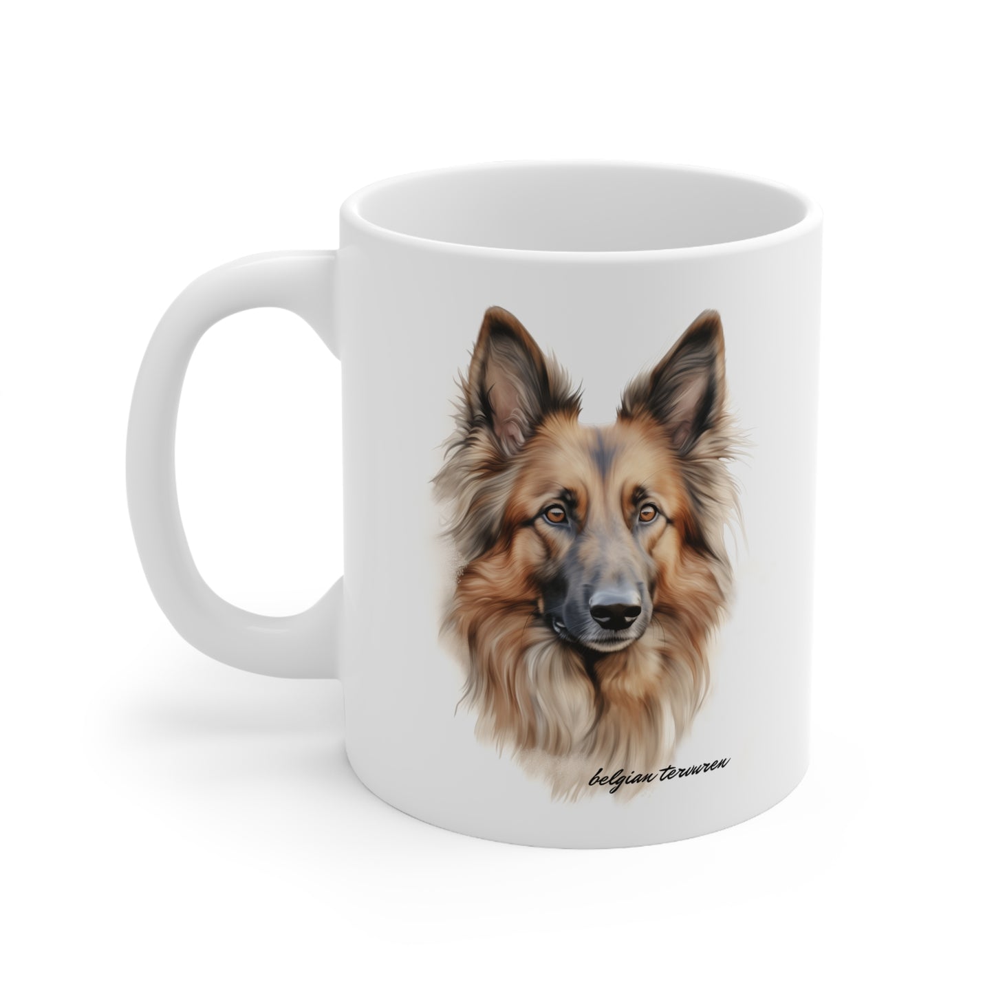 Belgian Tervuren beautiful image on a white cup