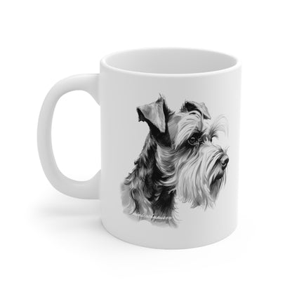 Cute Miniature Schnauzer White Mug Print