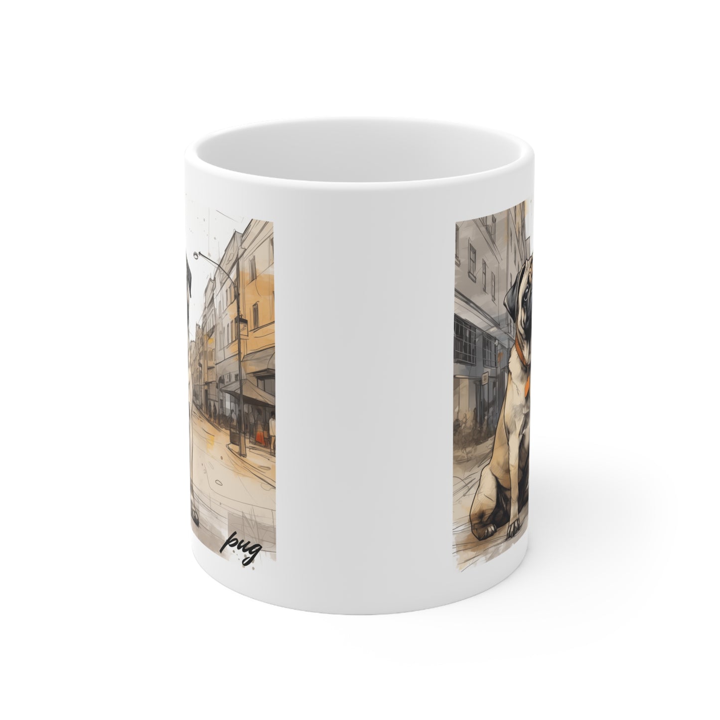 Cute Pug Dog Printed on a Mug