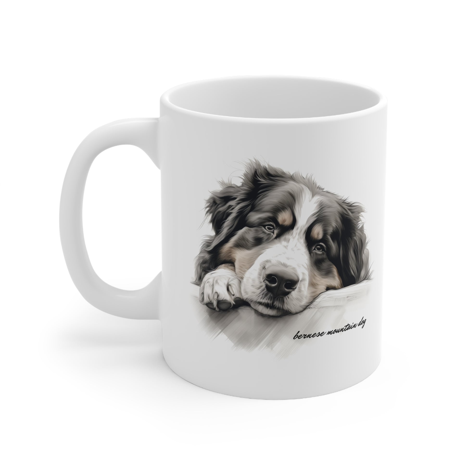 Bernese Mountain Dog Image on a white mug