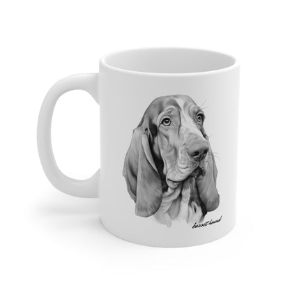 Basset Hound Printed White 11oz mug