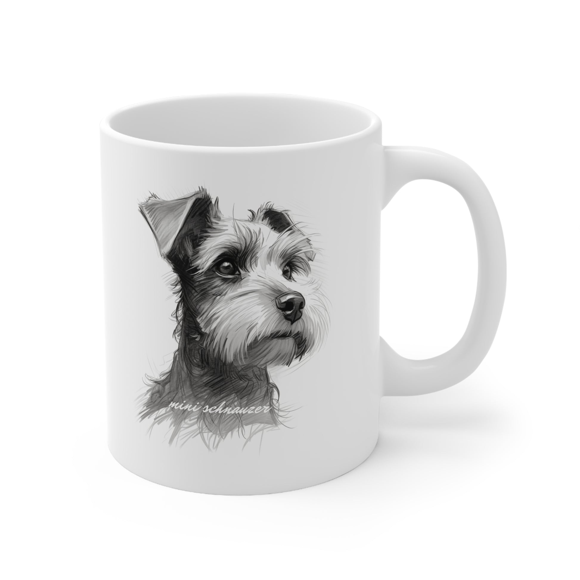 Cute Miniature Schnauzer White Mug Print