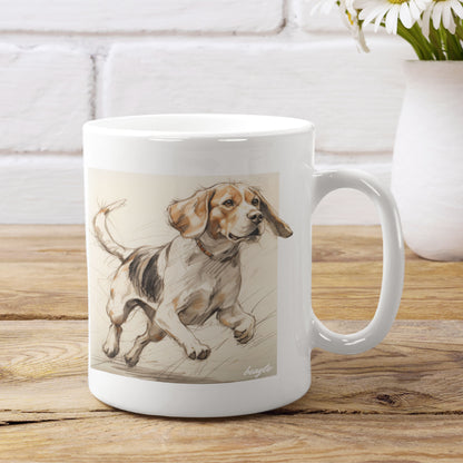 Beagle drawing print on a mug