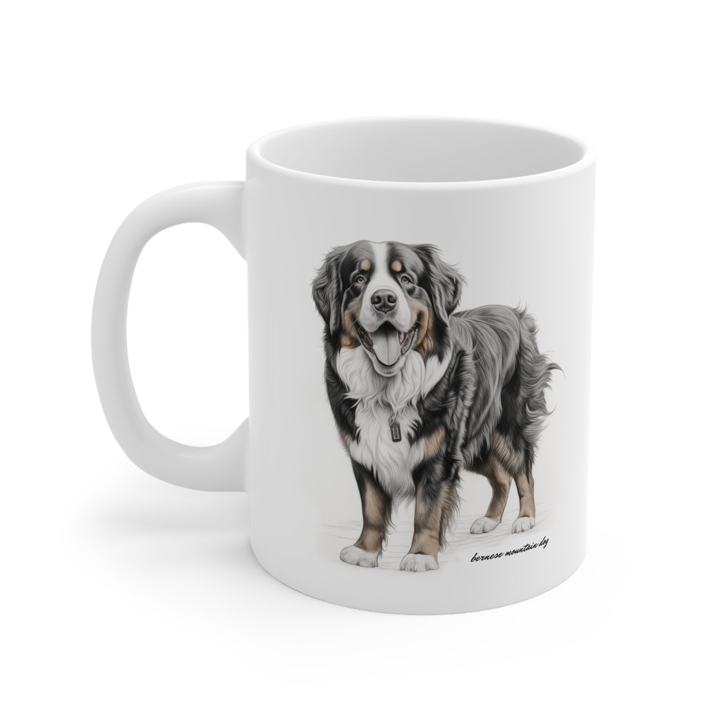 Bernese Mountain Dog Image on a white mug