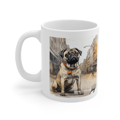 Cute Pug Dog Printed on a Mug