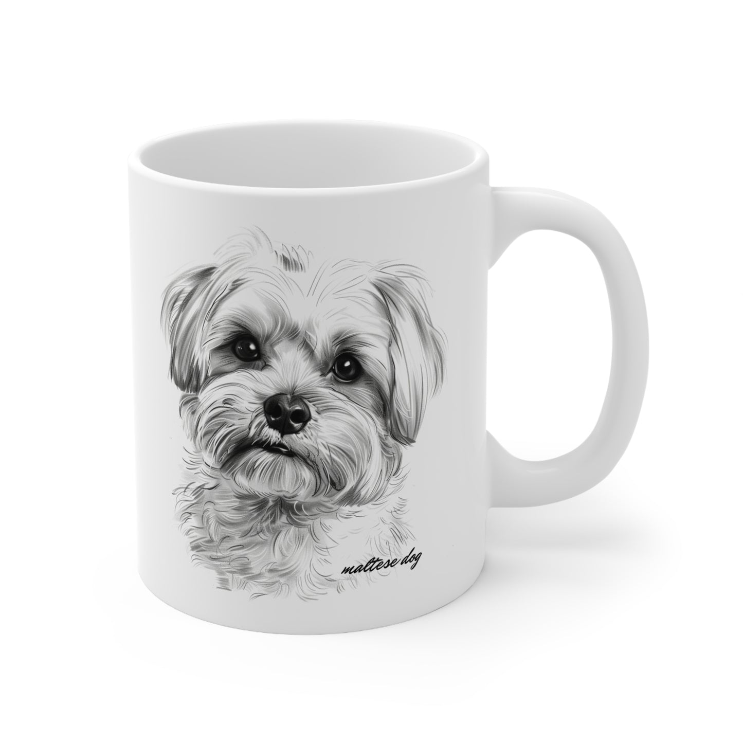 Cute Maltese Dog on a White Mug Print