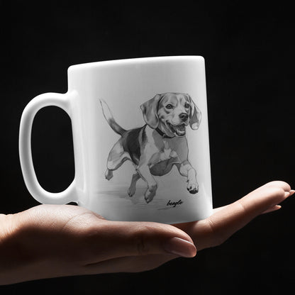 Mug with a Realistic Running Beagle Print