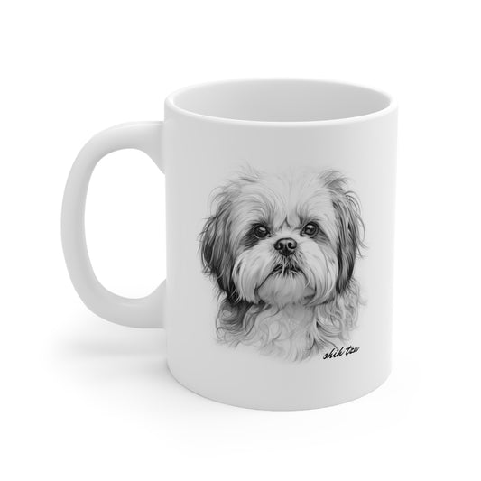 Cute Shih Tzu White Mug Designed Print