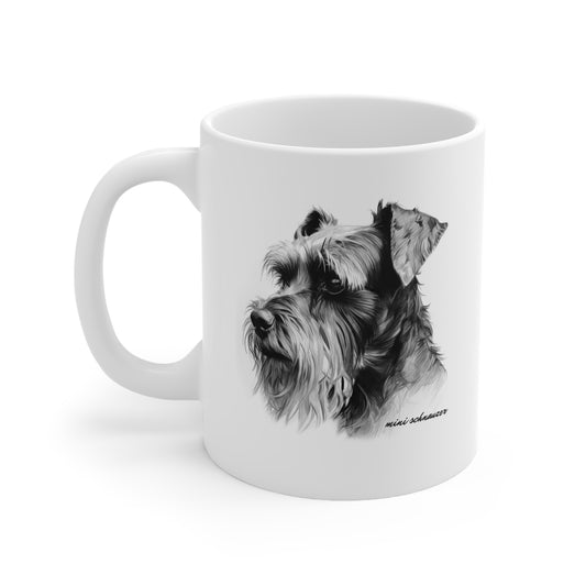 Cute Miniature Schnauzer White Mug Print