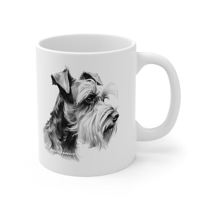 Cute Miniature Schnauzer White Mug Print