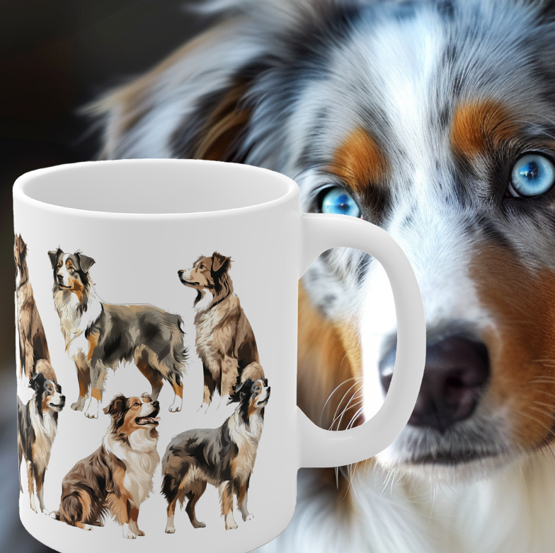 Australian Shepherd White Ceramic Mug