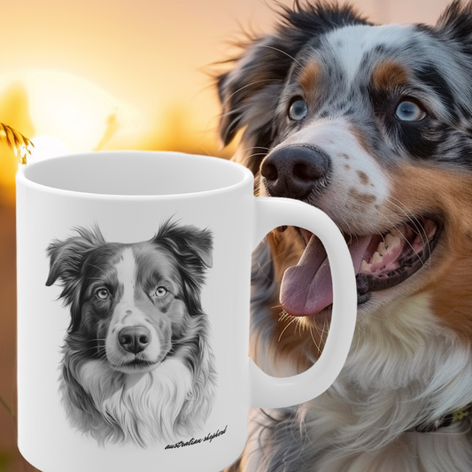 Australian Shepherd White Ceramic Mug