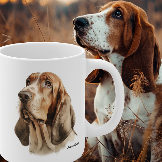 Basset Hound White Mug