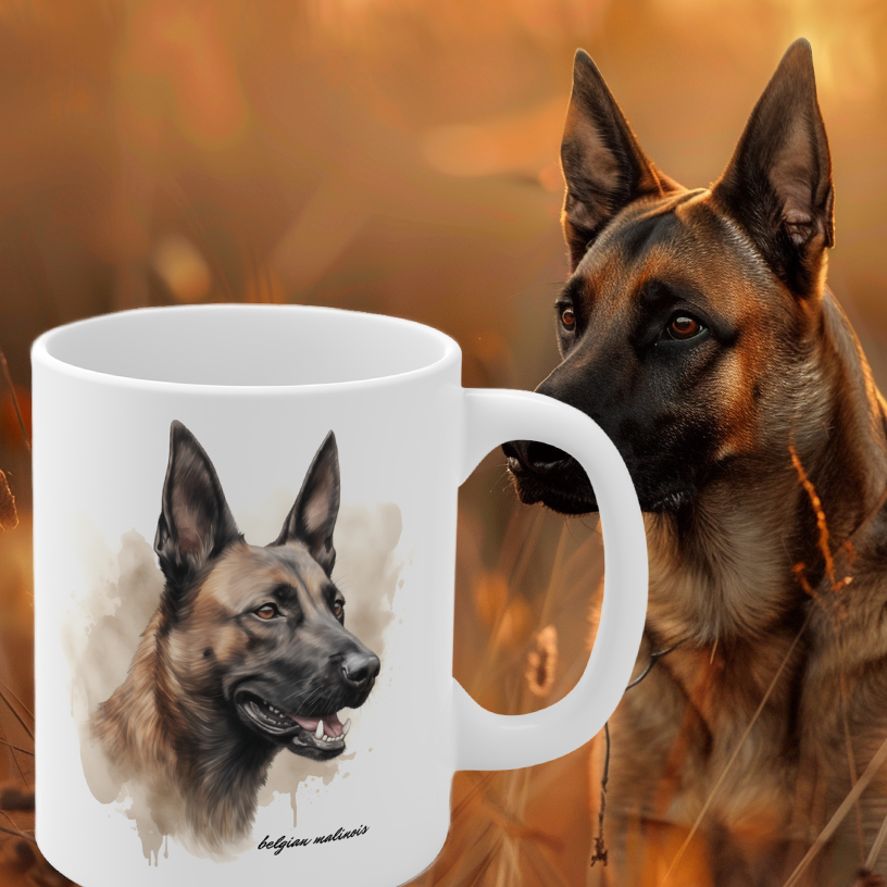 Belgian Malinois Head Realistic Image on mug