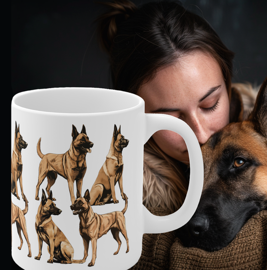 Multiple Belgian Malinois White Ceramic Cup