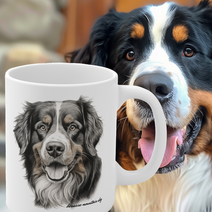 Bernese Mountain Dog Image on a white mug