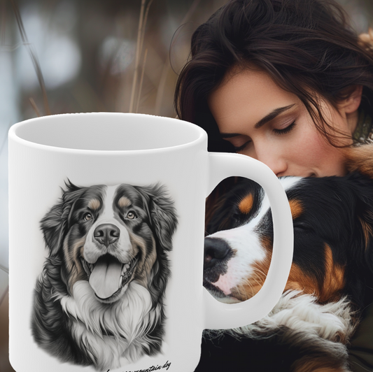 Bernese Mountain Dog Image on a white mug