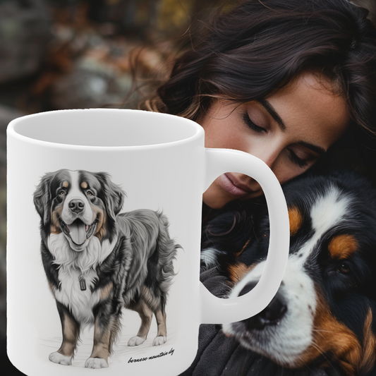 Bernese Mountain Dog Image on a white mug