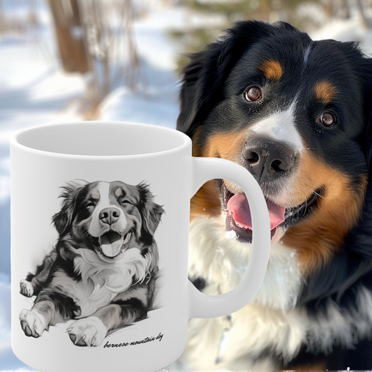 Bernese Mountain Dog Image on a white mug