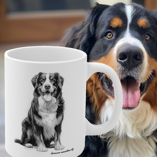 Bernese Mountain Dog Image on a white mug