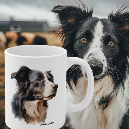 Border Collie Portrait Print on a mug