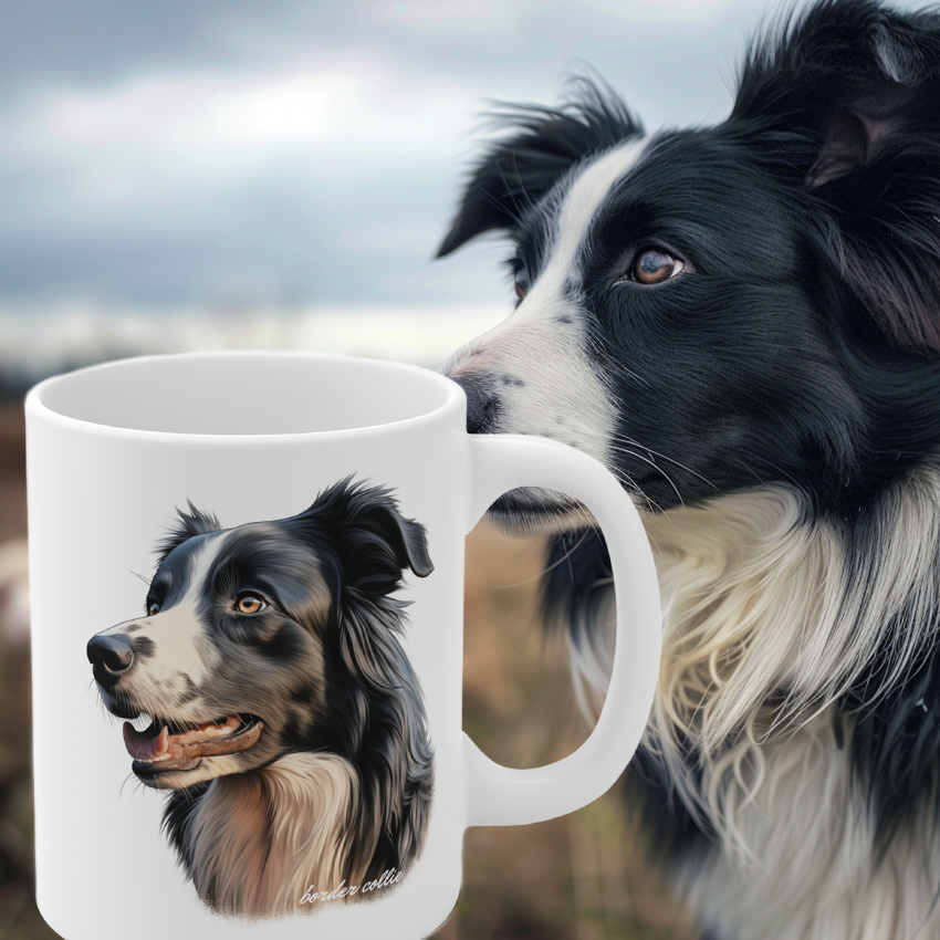 Border Collie Portrait Print on a Mug