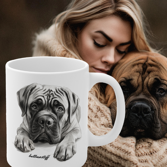 Cute Bullmastiff Puppy on a Mug Print