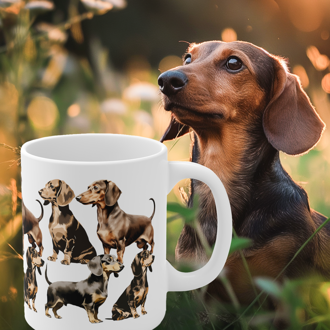 Cute Dachshund Sausage Dog Ceramic Mug Present Print