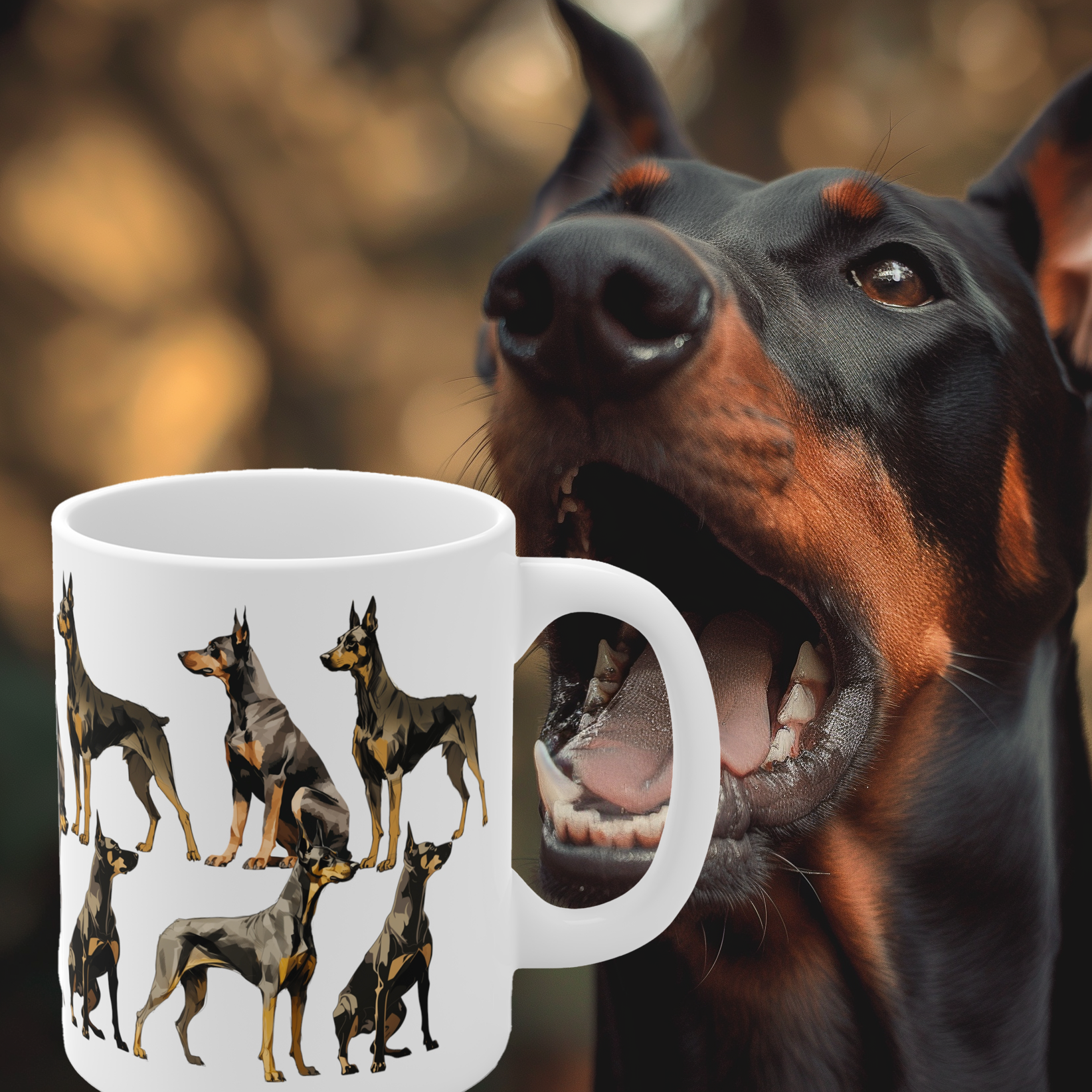 Multiple Doberman Print on a mug