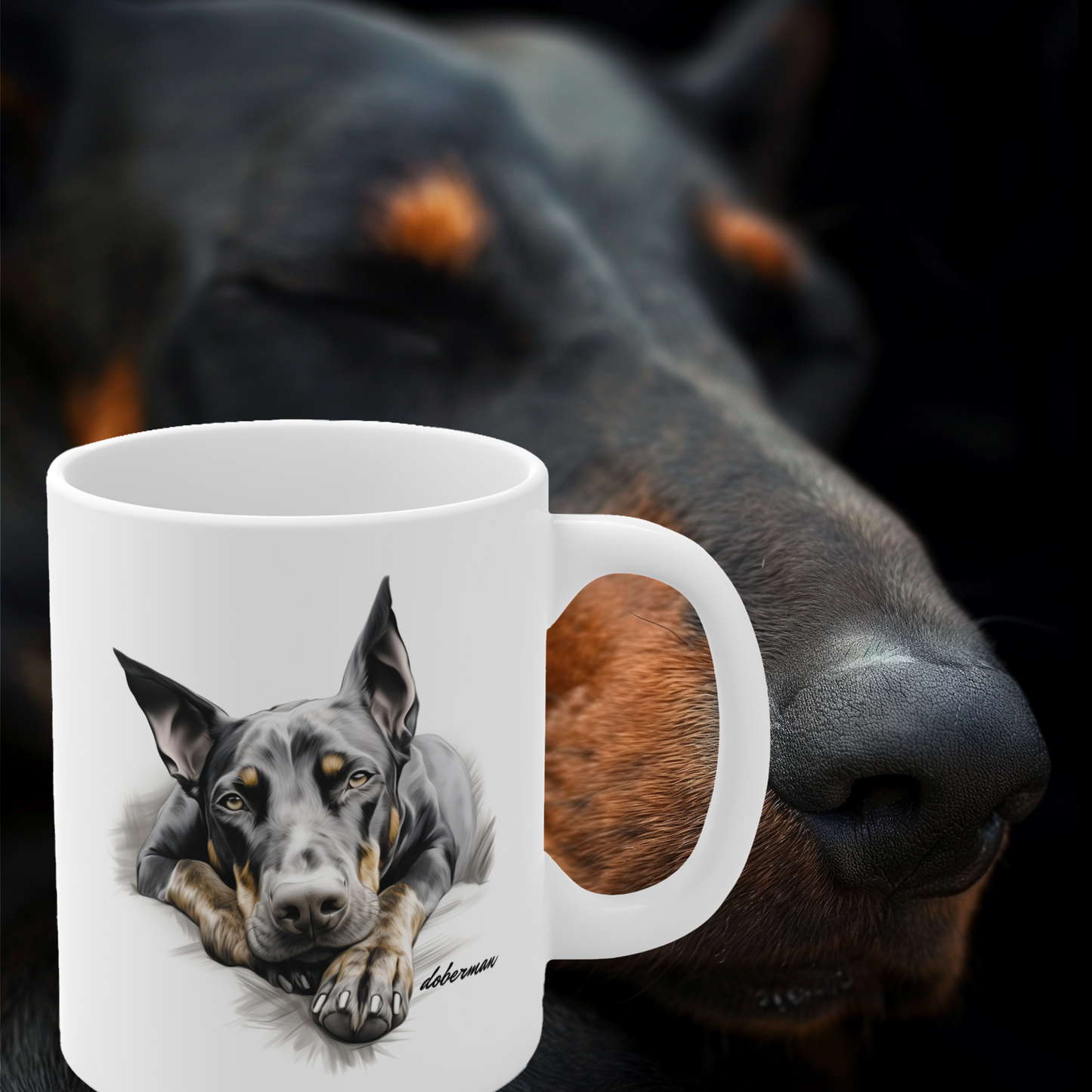 Stunning Doberman Dog Printed on Mug