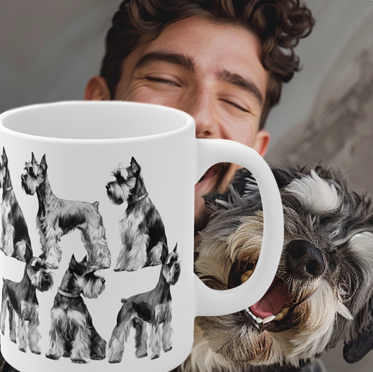 Cute Miniature Schnauzer White Mug Print