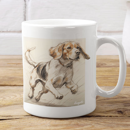 Beagle drawing print on a mug