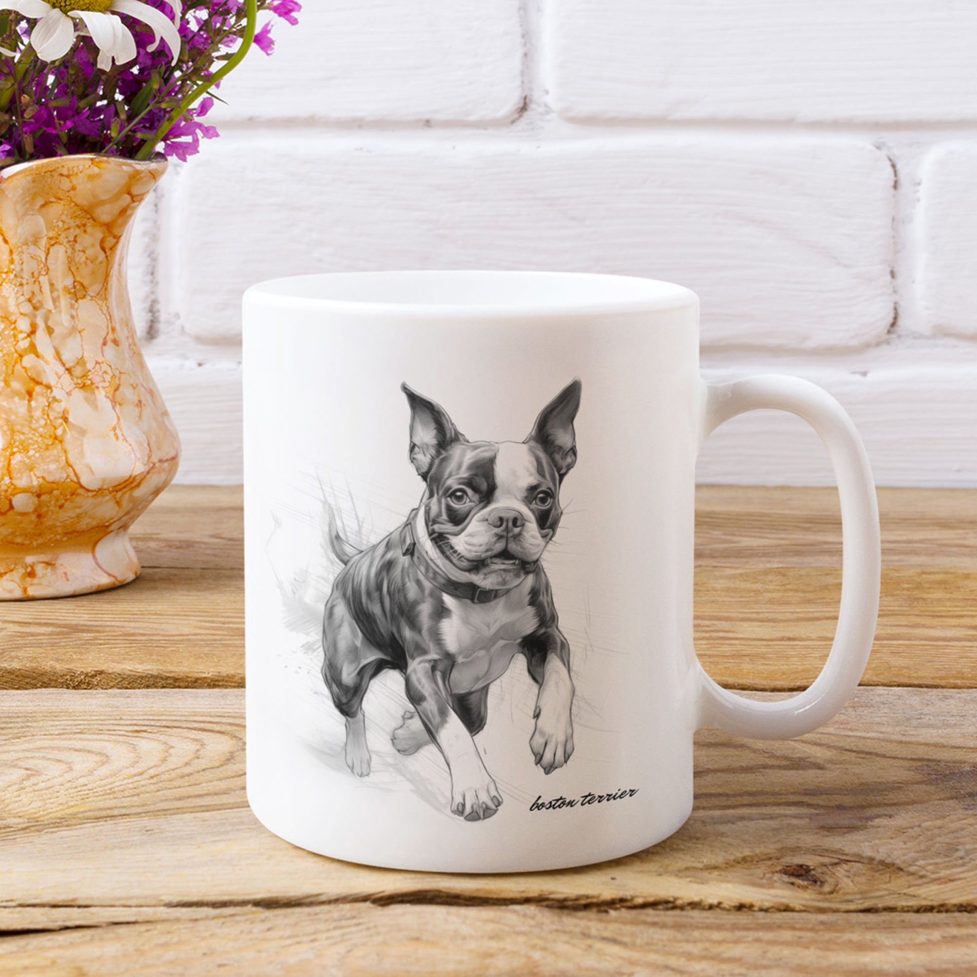 Boston Terrier on a mug printed image