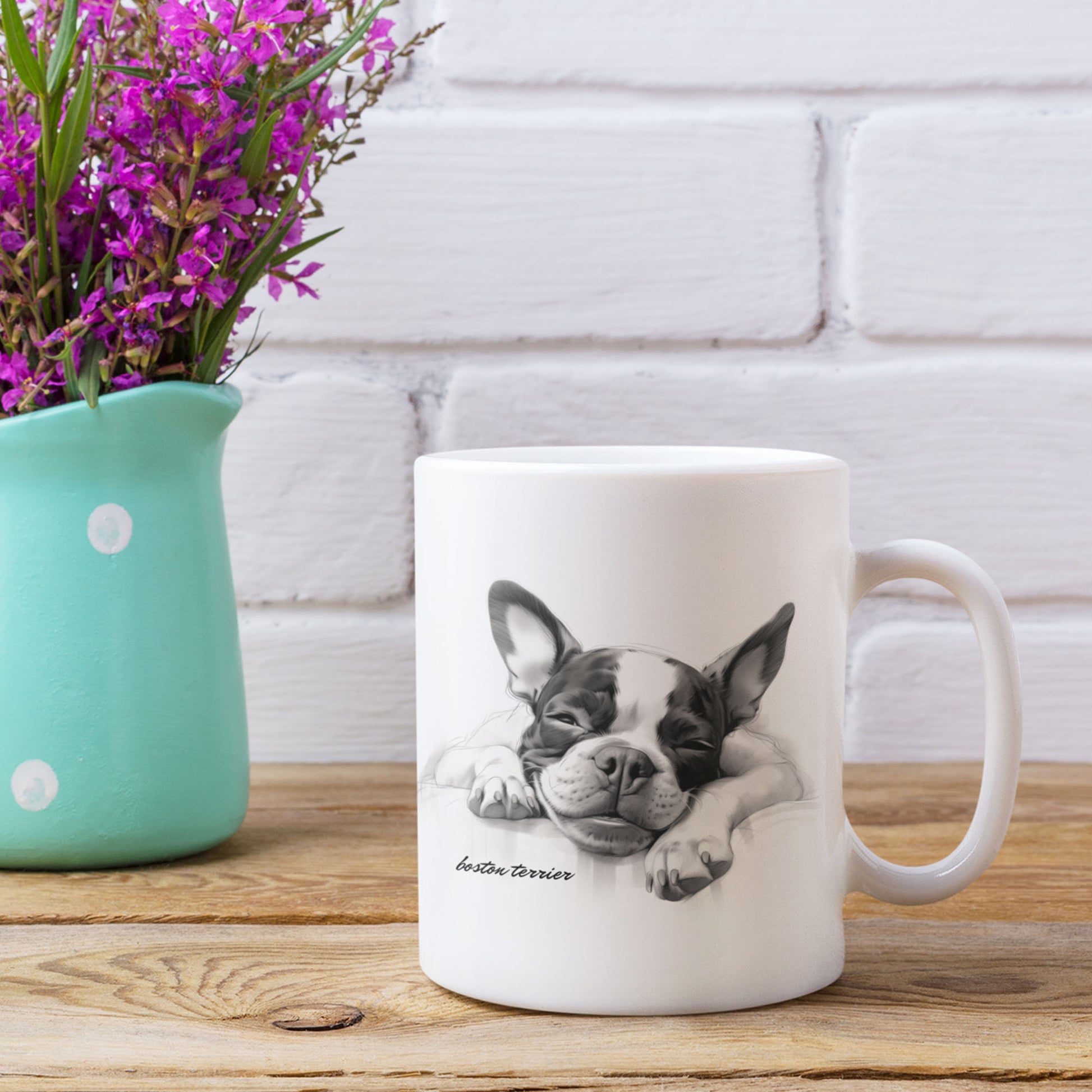 Boston Terrier Puppy on a mug printed image