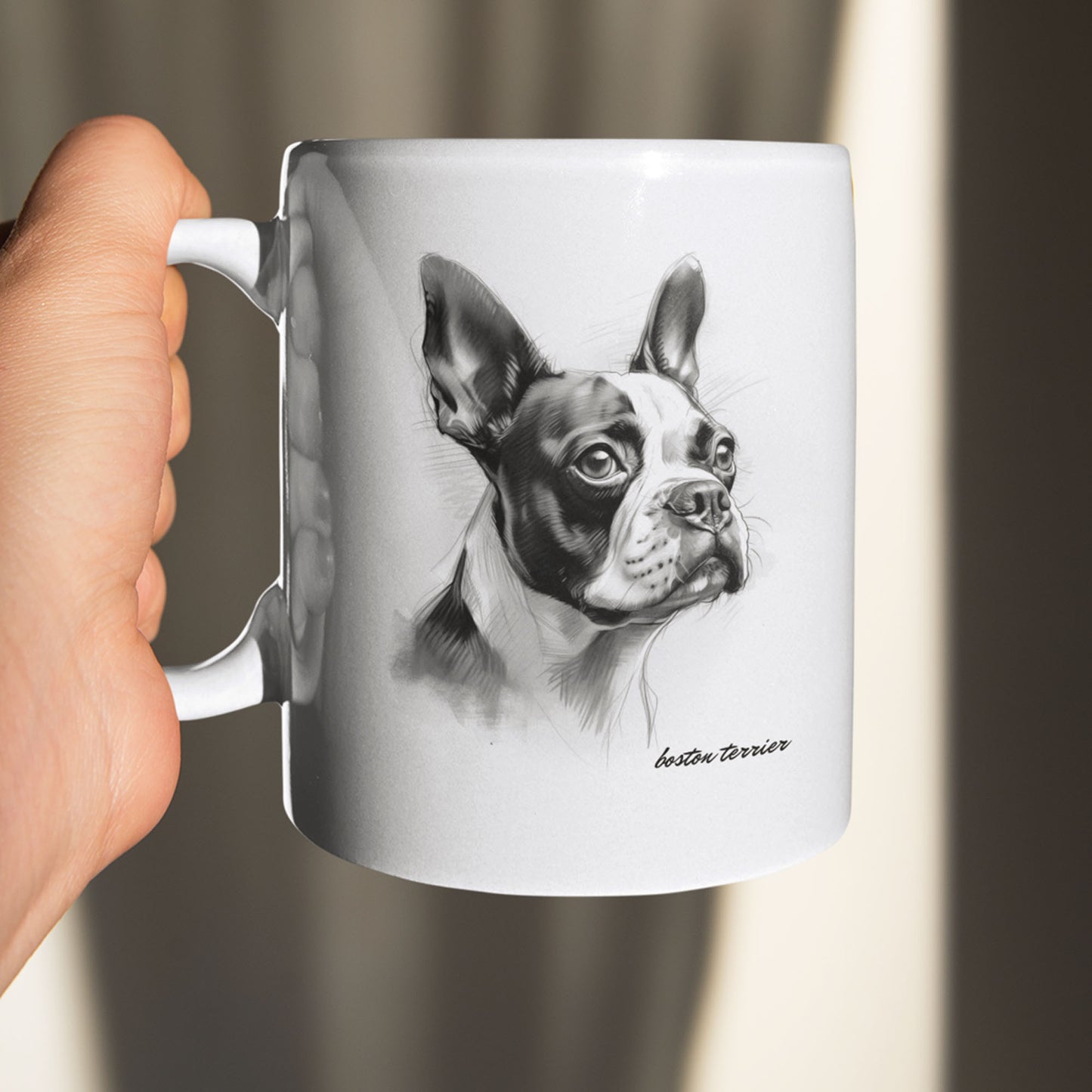 Boston Terrier on a mug printed image